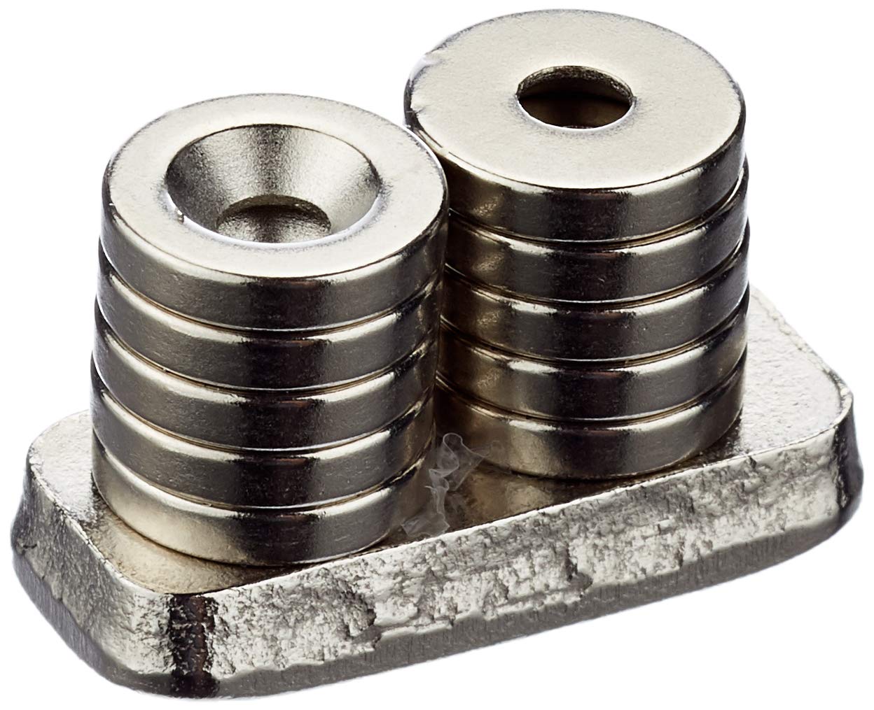 Magnes neodymowy do sztuki, rzemiosła, mocowania mebli, majsterkowania, hobby i nauki, średnica 10 mm x 2 mm grubości x 3 mm c/zlewozmywak - 1,2 kg - północ - 10 sztuk