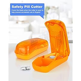 Monthly Pill Organizer 3 Times a Day with Pill Cutter, 30 Days Pill Organizer Monthly, Month Medicine Box Holder Organizer with 31 Daily Compartments, Hard Shell Travel Case & Removed Shoulder Straps