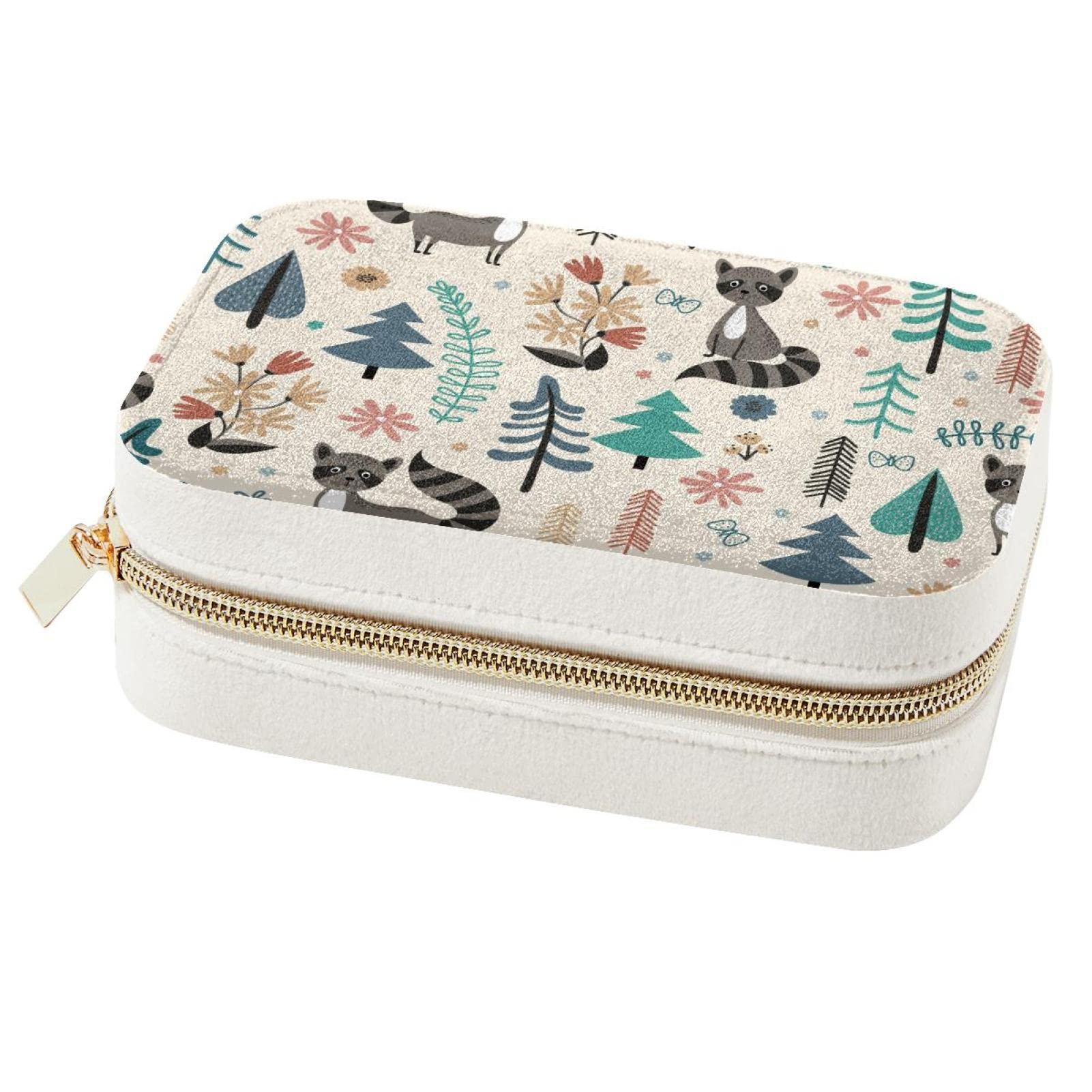 Boîte à bijoux de voyage portable raton laveur : rangement colliers pour femme
