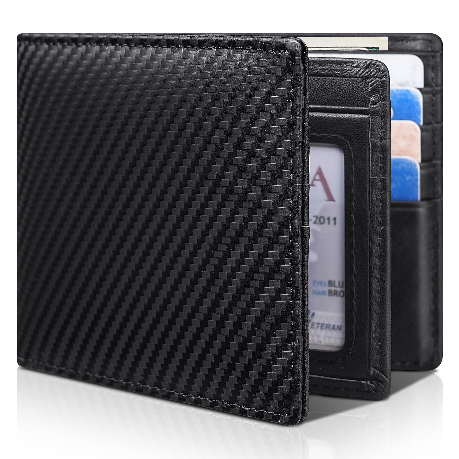 Artpaxy Mens Wallet Bifold Genuine Leather RFID Blocking Wallet for Men with 1 ID Window 15 Card Holders 2 cash pockets 1 Gift Box