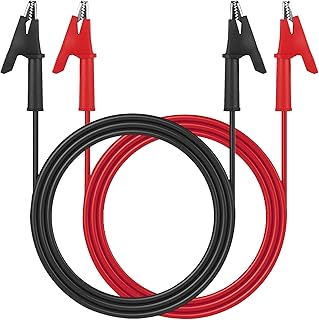 2PCS Alligator Clips Electrical Test Leads, Dual Ended Alligator Clips Heavy Duty Jumper Wires, 15A Premium Copper Cable Clips with Insulation Protection for Electrical Testing 3.3ft / 1m