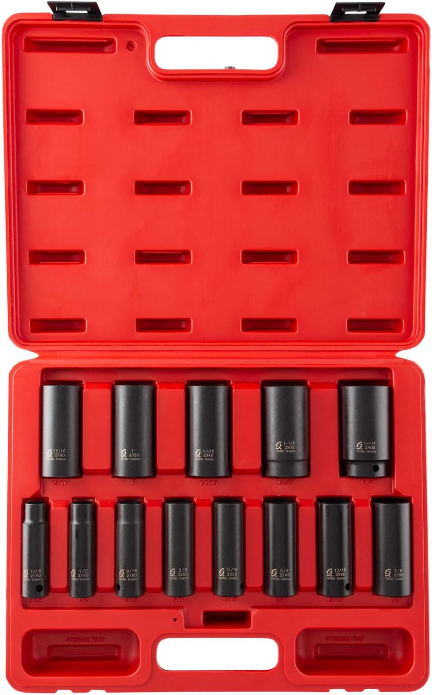 Sunex 2651 1/2-Inch Drive Standard SAE Impact Socket Set, 13 Piece
