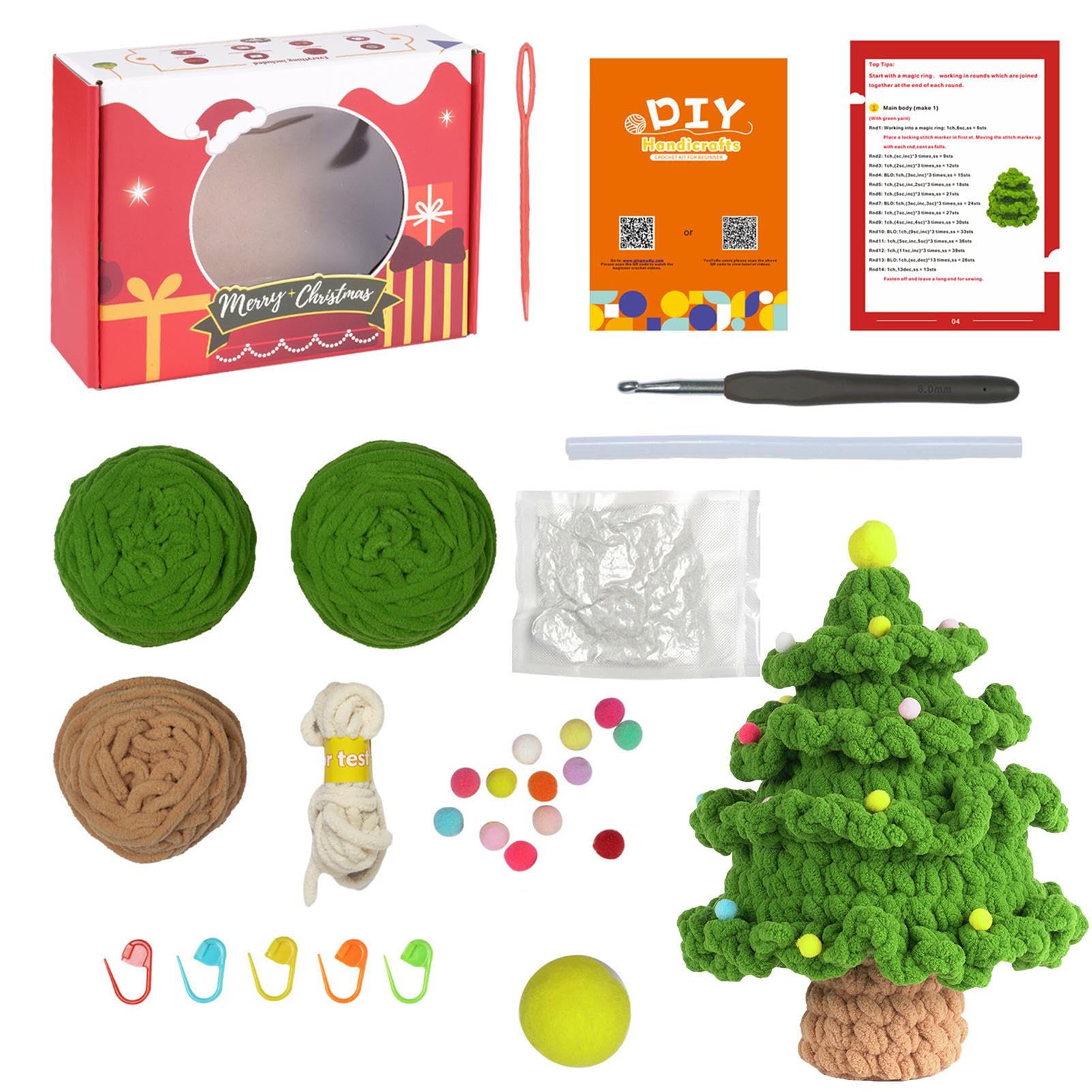 Kit Crochet Débutant Noël - Pain D’épice En Laine, Avec Crochet, Fil, Accessoires Et Tutoriel Vidéo, DIY Relaxant Pour Adultes - 4