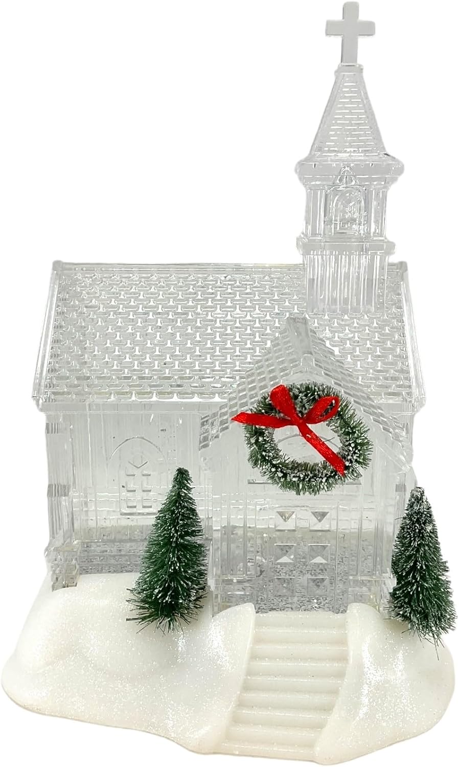 Gerson 2660080 Battery Operated Lighted Holiday Spinning Water Globe Church, 9.25-inch Height