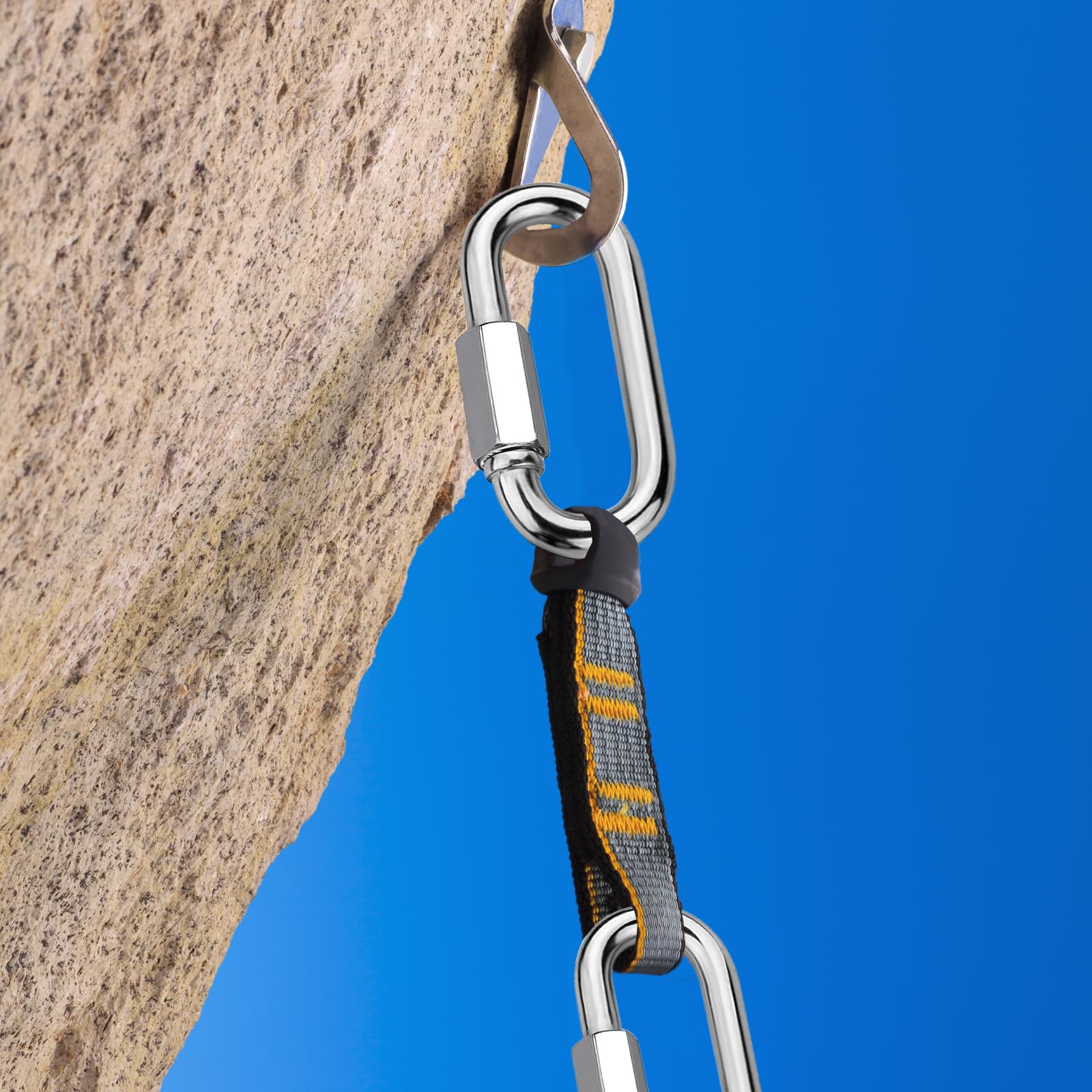 12 Pezzi Connettori A Vite Per Catena M6 In Acciaio Inox 304, Moschettoni Ovali Per Campeggio, Amaca, Trekking, Portachiavi, Carico Max 135 Kg - 2