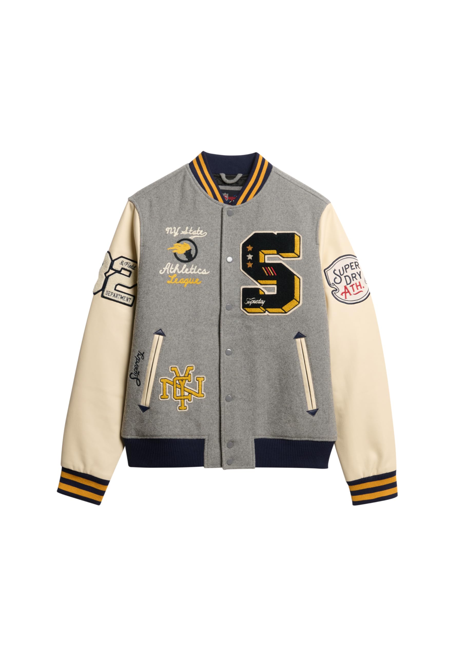 Superdry Herren College Patched Bomberjacke lockere Passform