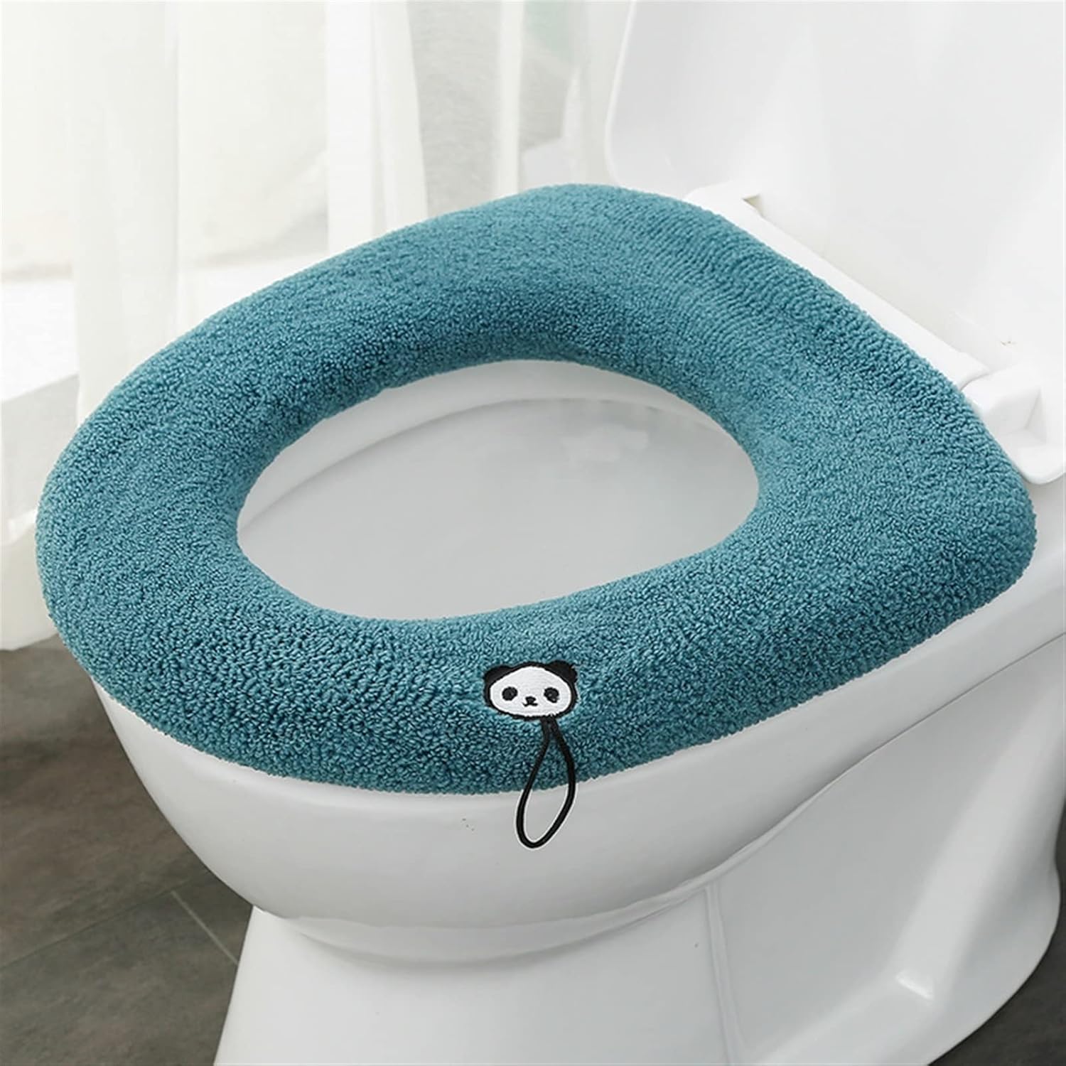 Handle Toilet Cushion Plain Seat Cover Thick Cartoon Toilet Seat Cover All Seasons Toilet Accessories Toilet Cover(BU)