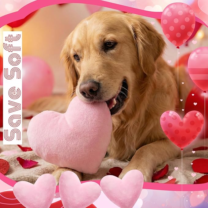 Hollowfly 12 Juguetes Perro Corazón Rosa Squeeky miniatura 2