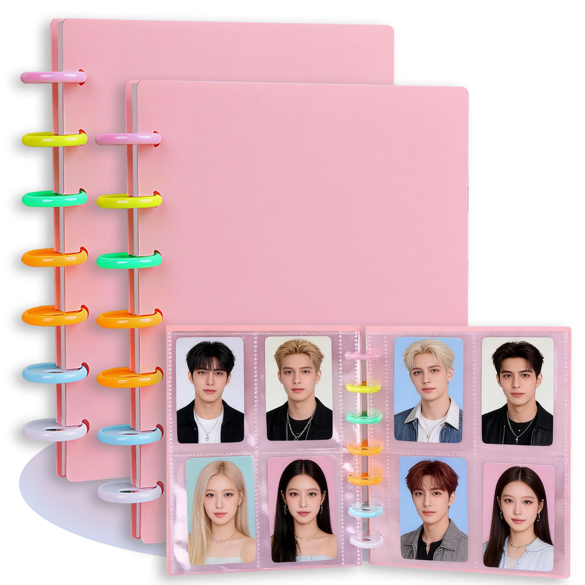 Kpop Photocard Lot of 2 Pockets with 40 Pages (160 Pockets) - Photo Card Album for Fujifilm Instax Mini, Polaroid Photos, Collectible Cards and ID Cards - Pink