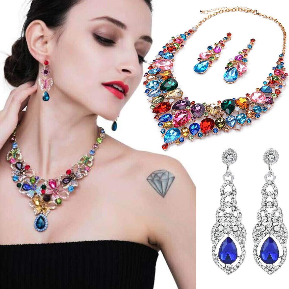 Jyukan DIY Teardrop Crystal AB Resin Rhinestone Pointback Glass Faceted Jewelry Making Craft (50Pcs), Sapphire Blue - Image 5