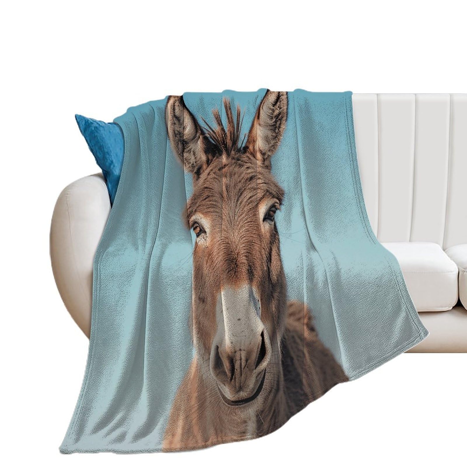 Couverture en flanelle 150x200 cm pour lit et canapé avec imprimé âne