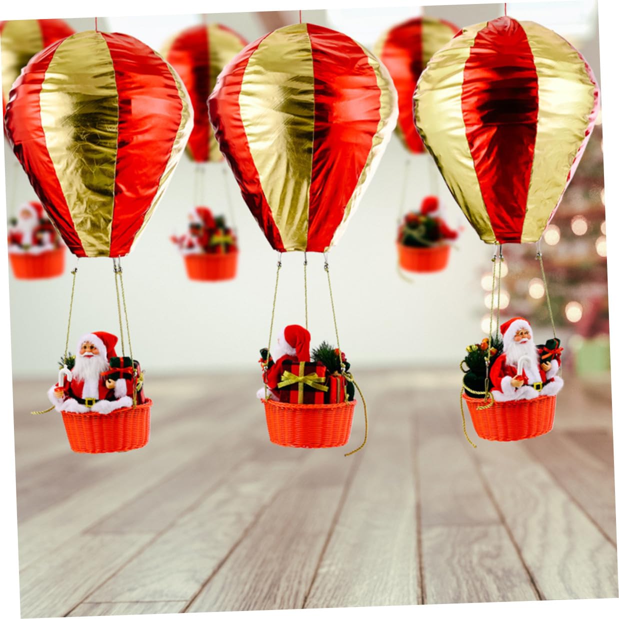 Santa Weihnachtsdeko Heißluftballon Ornament Hängende Deckendekoration aus Sicherem Material Farbenfrohes Weihnachtsfest Ornament für Hotel Kaufhaus und Zuhause