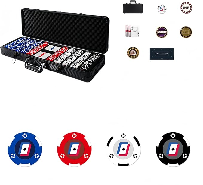 Set de 500 fichas de póker Top Clay con estuche elegante miniatura 3