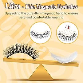QUEWEL Magnetic Eyelashes, Reusable No Glue Needed Magnetic Eyelashes Kit with Applicator Lash Clusters Kit without Eyeliner Easy to Wear and Remove (G-YC01)