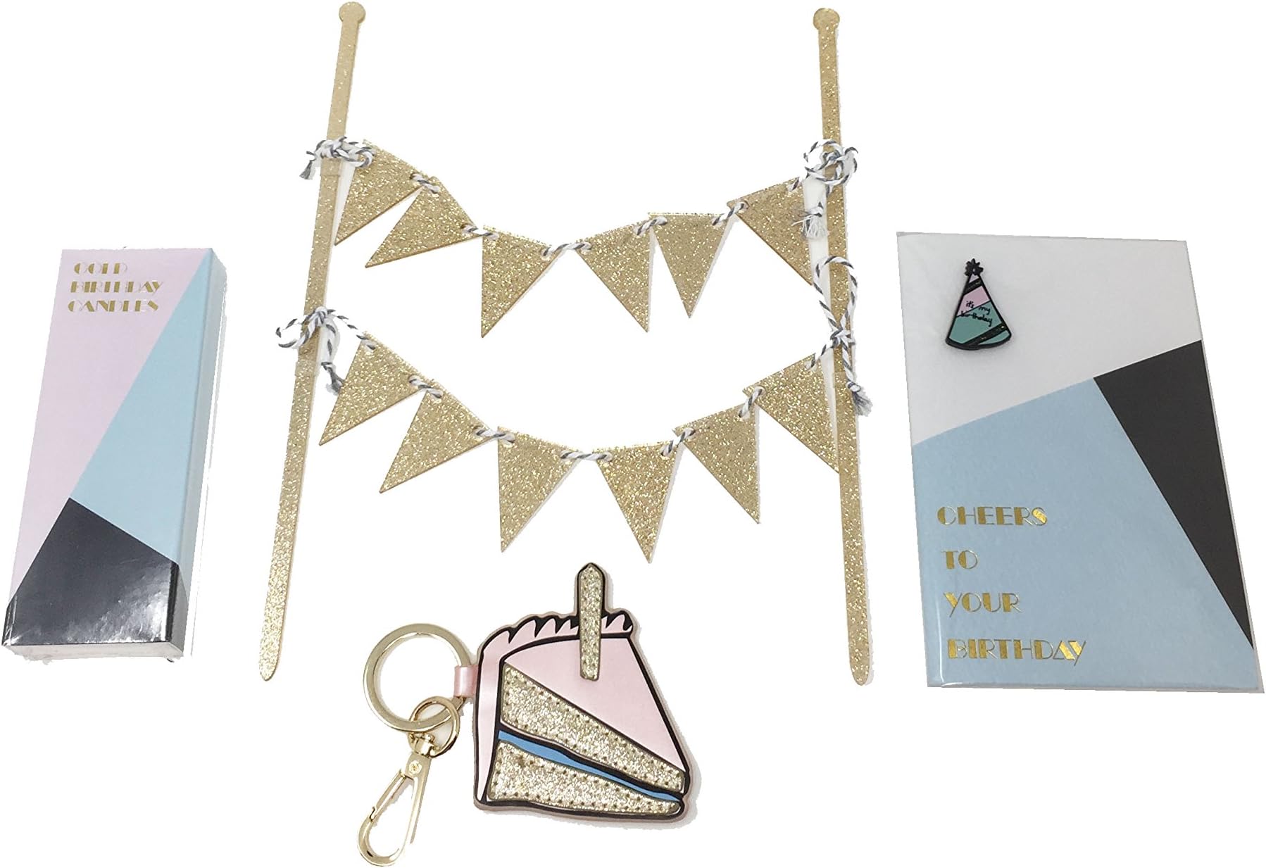 Celebrate Shop Birthday Cake Topper 4 Piece Set, Standard, gold