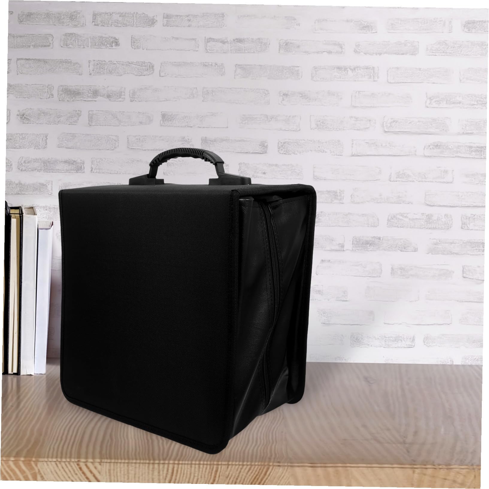 KOMBIUDA Custodia Cd Dvd in Pelle PU Nero Organizer Portatile con Maniglia Capacità Dischi Custodia Rigida per Cd e Dvd Elegante e Resistente per Casa e Viaggio