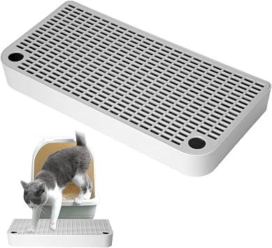 Gray Litter Box Step Anti-Tracking & Easy to Clean,Portable Plastic Litter Box Ramp with Filter Function,Cat Steps for Small & Elderly Cats12.66.31.57In