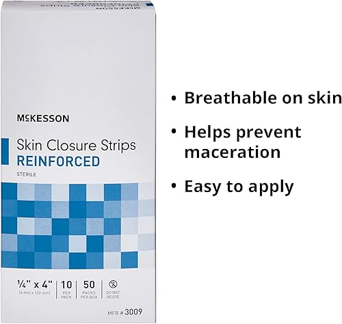 Miniatura 3 de McKesson Tira de piel reforzada con cierre 1/4 x 4 estéril 3009, 10 por paquete, 50 paquetes por caja