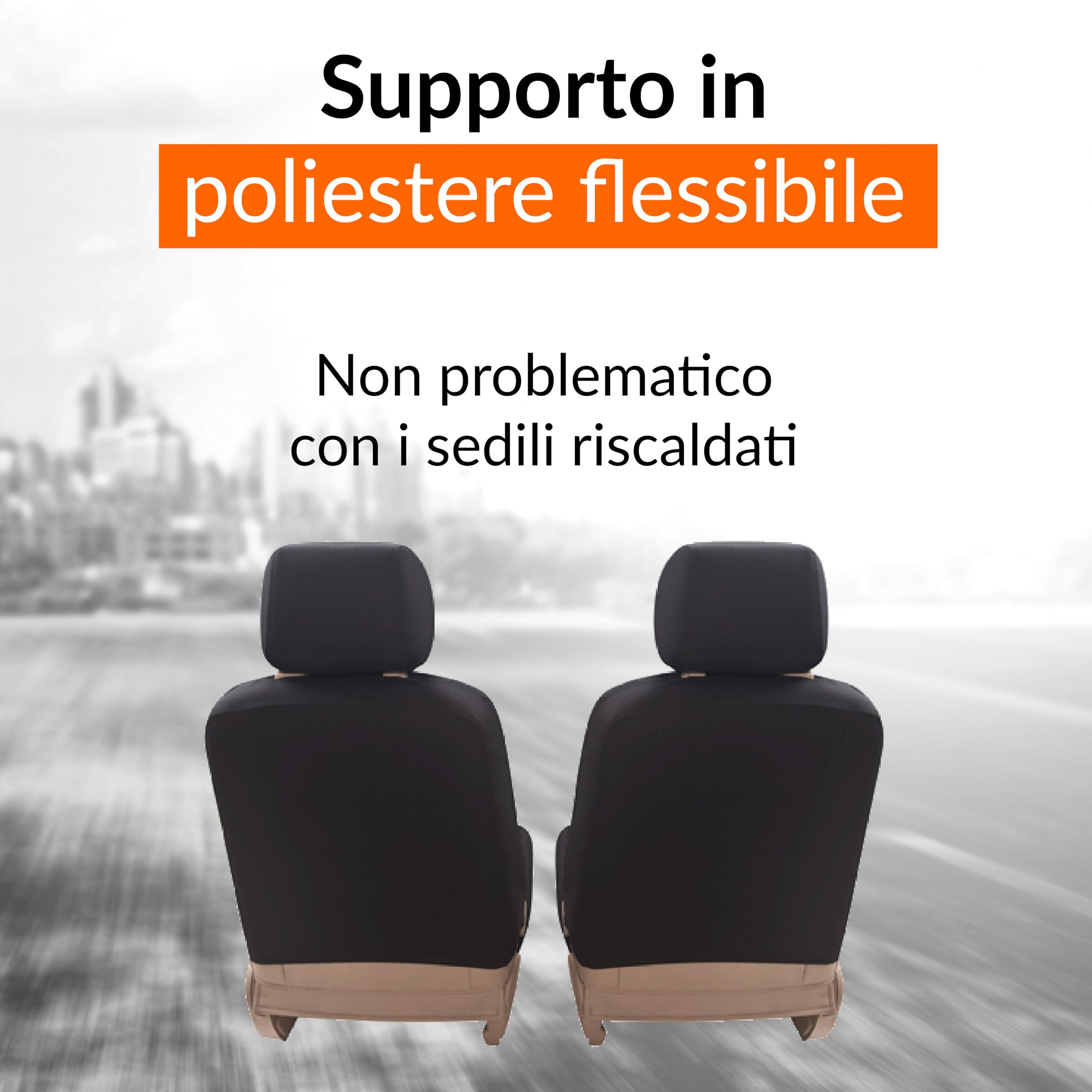 Coprisedili Auto Universali Ecopelle Grigio Set Completo Anteriore e Posteriore