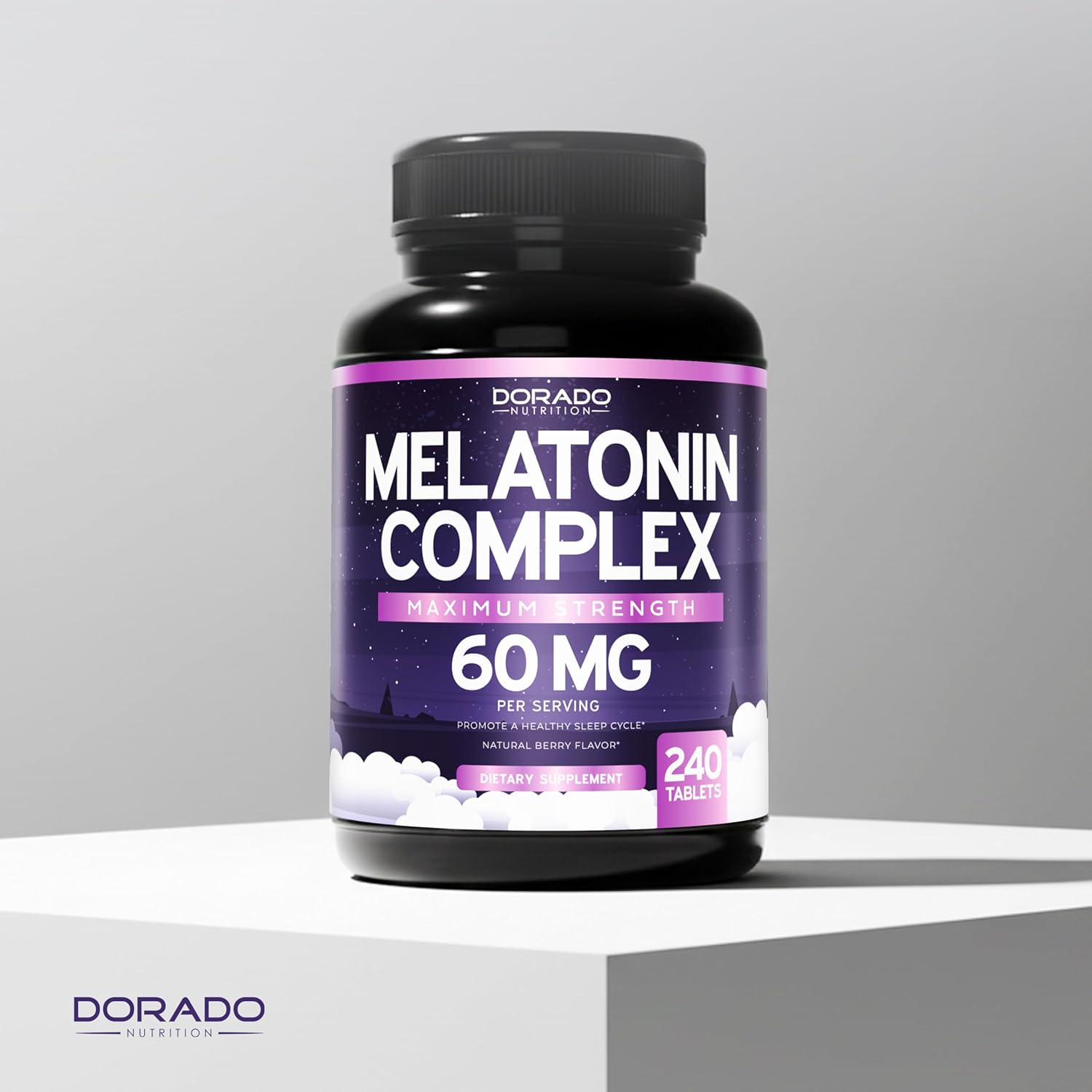 Melatonin 60mg Complex Tablets for Adults (240 Count) - Fast Dissolve Tablets - Extra Strength Support - Gluten-Free, Non-GMO, 100% Vegetarian, & Great Tasting - Mixed Berry Flavor - 240 Tablets - Image 5