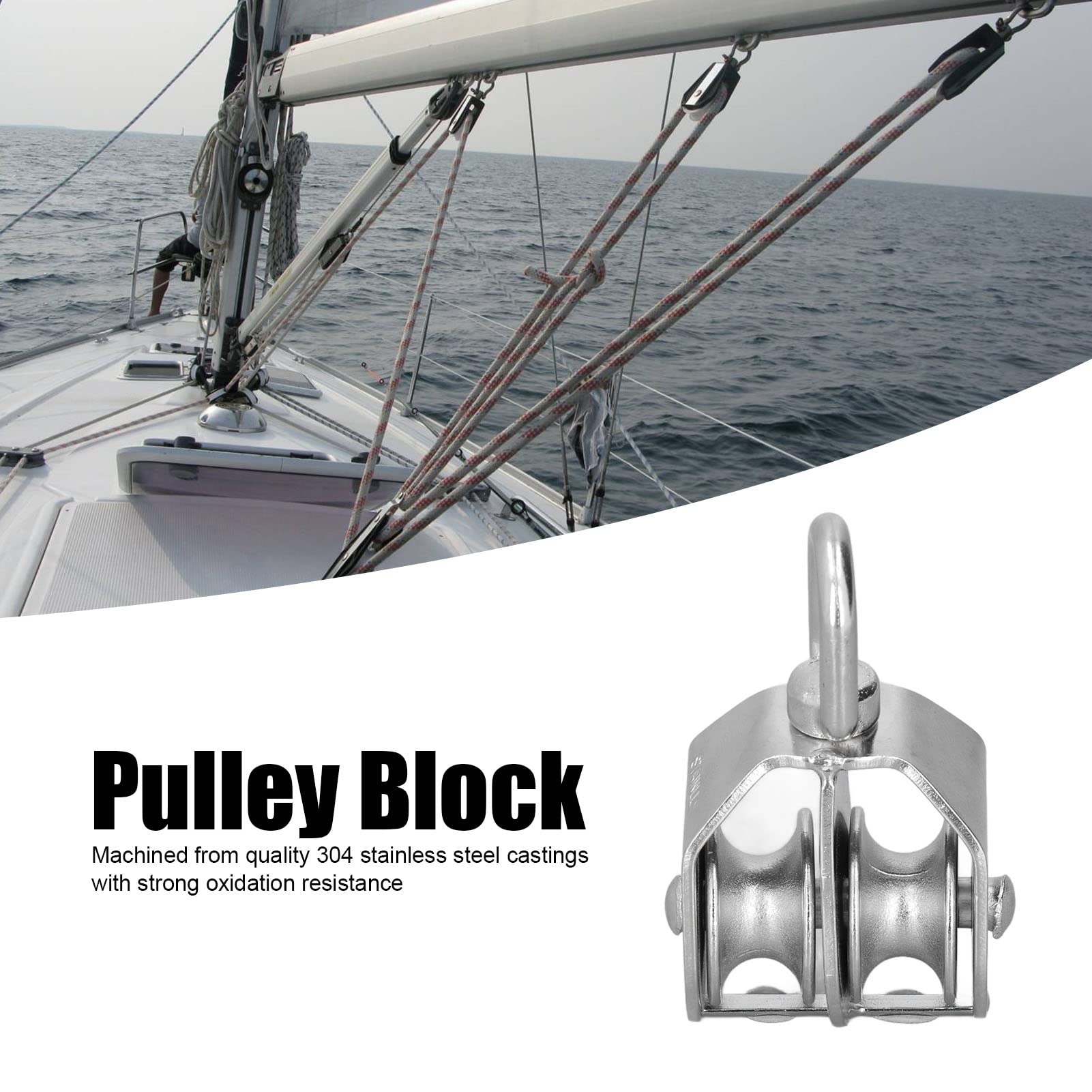 Poulie Double M32 Acier Inoxydable - Capacité 250kg, Roulements Lisses, Pour Levage, Sauvetage, Escalade