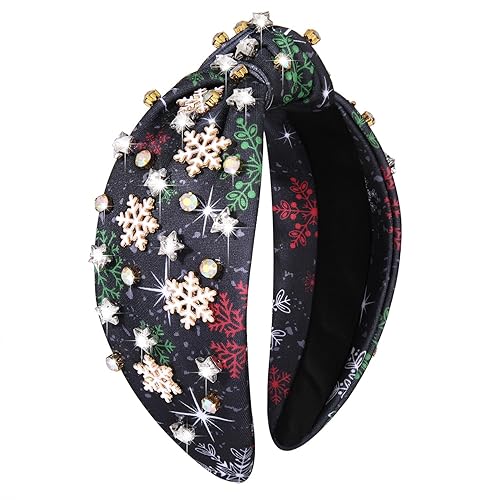 Miniatura 9 de HZEYN Diademas de Navidad para mujer, diadema con luz de Navidad, diadema con lazo de cristal para Navidad, accesorios de Navidad, regalos (luces de