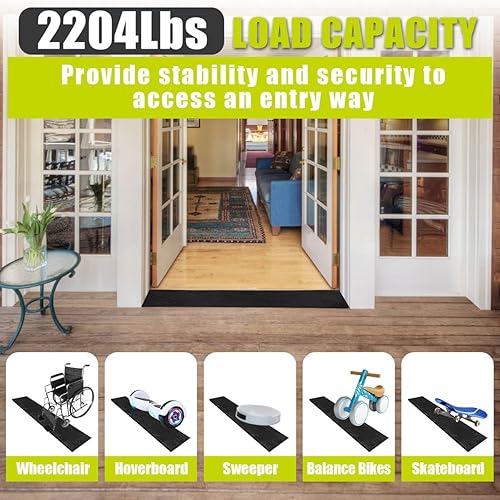 Miniatura 6 de Linkloos 0.8" Rise Rubber Threshold Ramp Doorway, Recycled Solid Rubber Wheelchair Ramp with 2204 Lbs Load Capacity, Temporary Driveway Curb Ramps