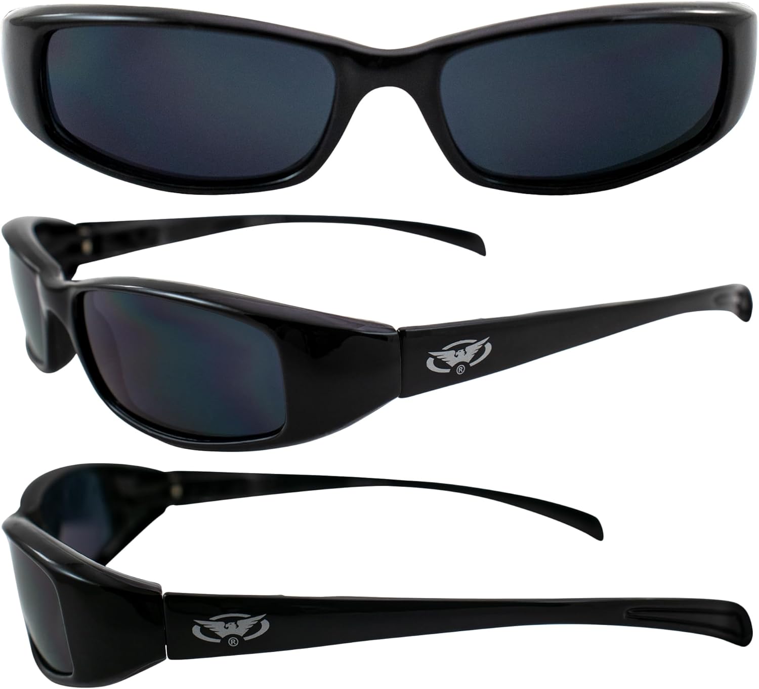 Global Vision New Attitude Black Sport Motorcycle Riding Sunglasses 3 Pair Clear Smoke and Yellow Lenses - Image 7