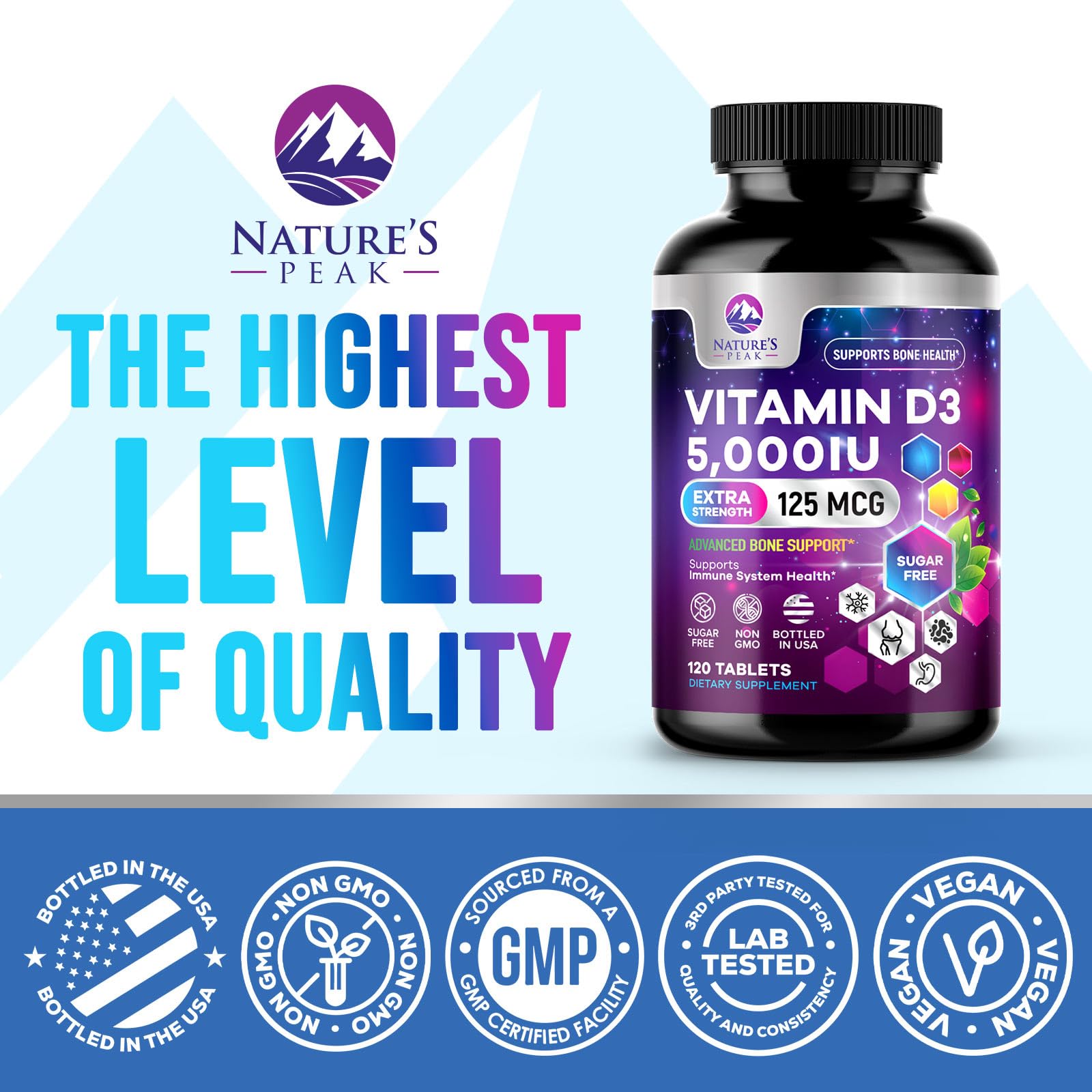 Vitamin D3 5000iu (125 mcg) - 3X Strength Immune Health Support Vitamin D Dietary Supplement for Bone, Teeth, Muscle - Vit D, Gluten Free, Raspberry Flavor, Bottled in USA - 120 Chewable Tablets — Amazon image 4