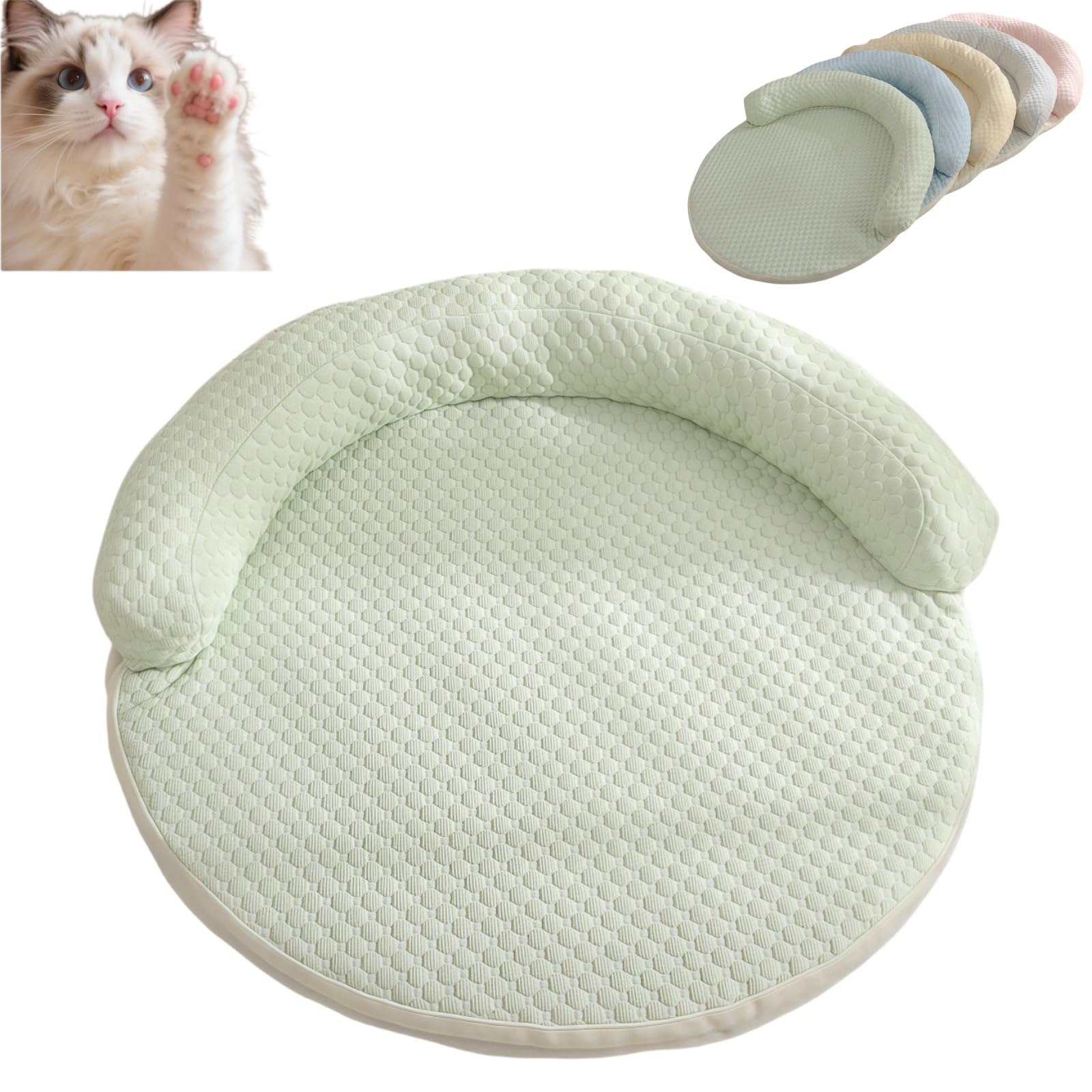 DzaiCrkwd Breeze Bed for Cats, Ice Silk Breeze Bed, Machine Washable, Cushion Sleeping Beds for Cats Puppy Kitten Prevent Overheating For Pets (19.68inch) (Light green)