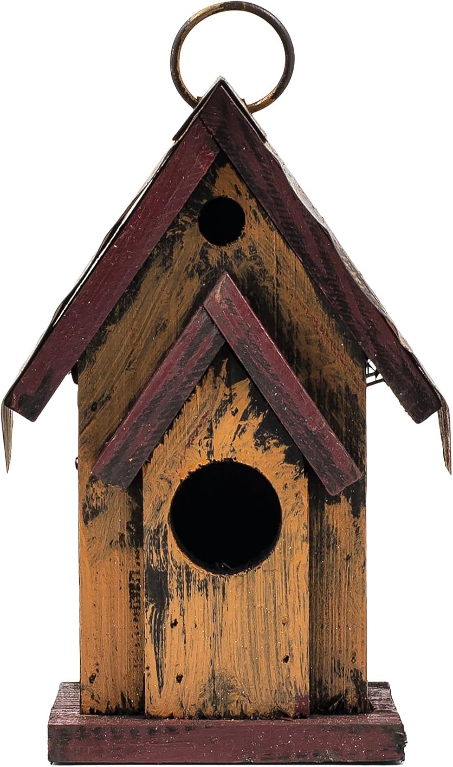 6.5" Green with Heart Hanging Rustic Style Birdhouse : Patio, Lawn & Garden