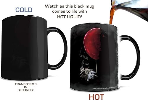 Miniatura 3 de Morphing Mugs IT The Movie – Pennywise the Dancing Clown – You Float Too – Una taza de cerámica sensible al calor que cambia de color de 11 onzas –