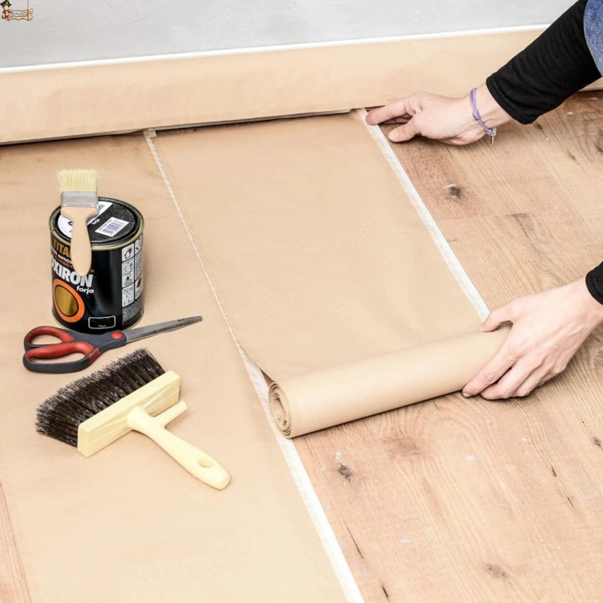 BricoLoco.com Cinta carrocero adhesiva pintura con papel kraft marrón ¡¡ 240 METROS!! (12x20 mts) Ancho 30 cms. Cinta pintor protector para pintar y enmascarar fácilmente (12 uds. 30 cms. x 20 mts.)