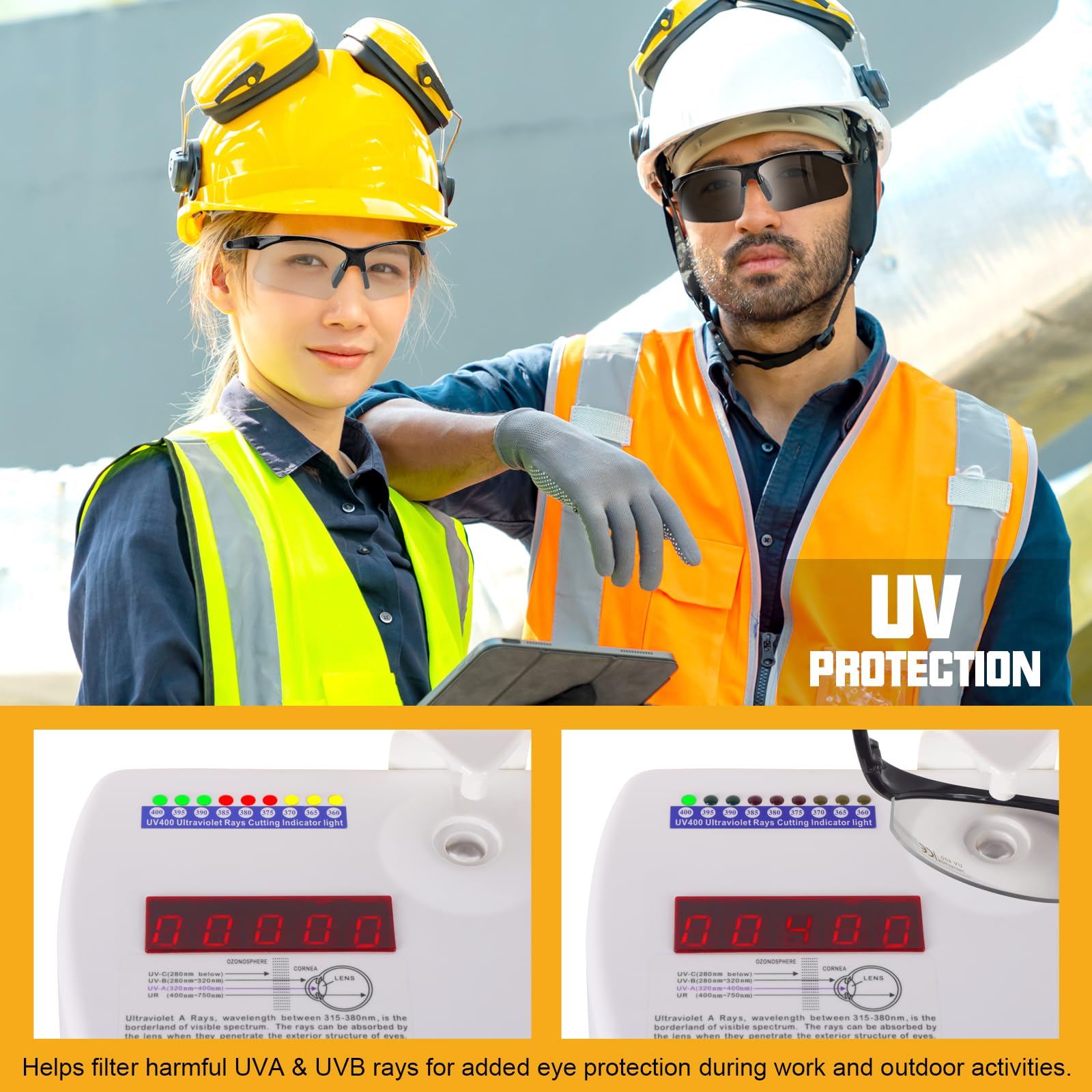 OXG Paquete de 6 lentes de seguridad antivaho para hombres y mujeres, ANSI Z87.1, gafas protectoras resistentes a los impactos, protección ocular para el trabajo