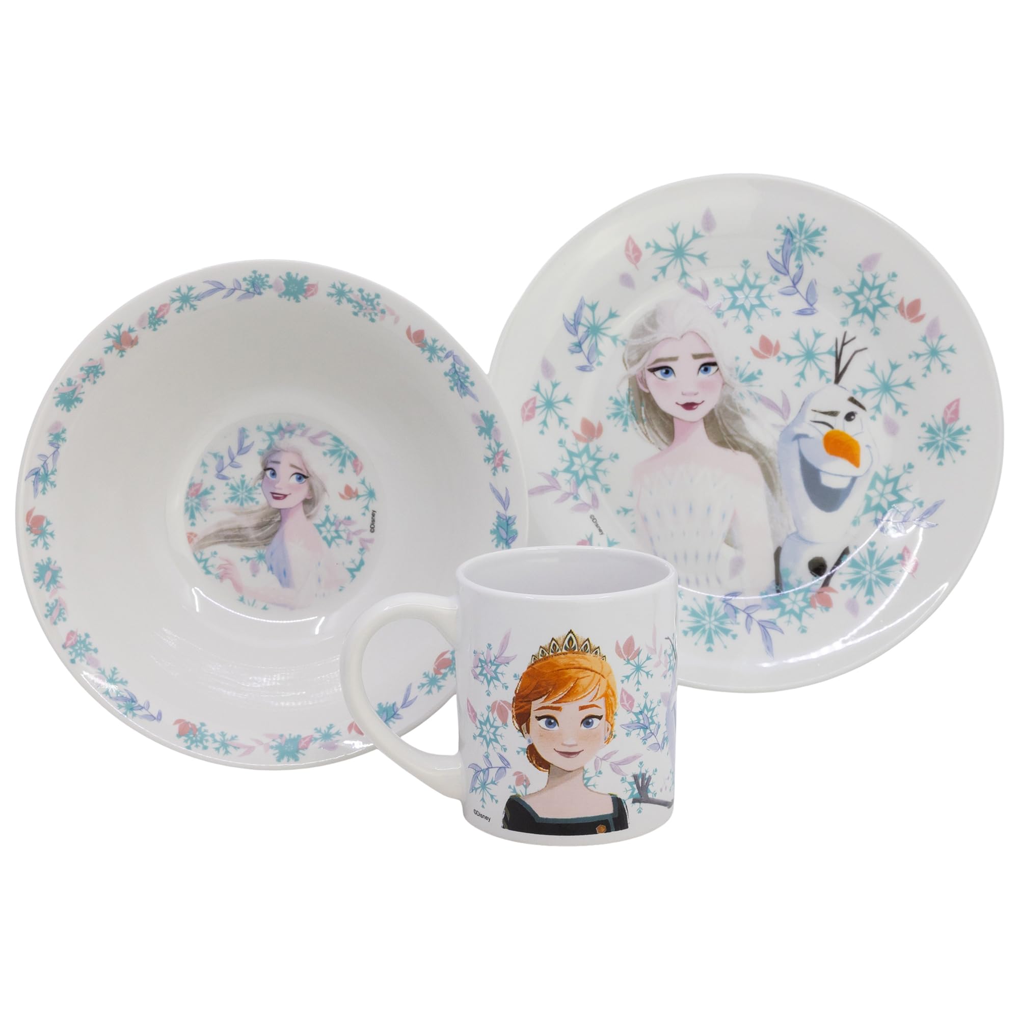STOR Set Stoviglie Bambini Frozen - Il Regno Di Ghiaccio - Piatto, Ciotola e Tazza in Ceramica - Servizio Completo Confezione Regalo per Bambini