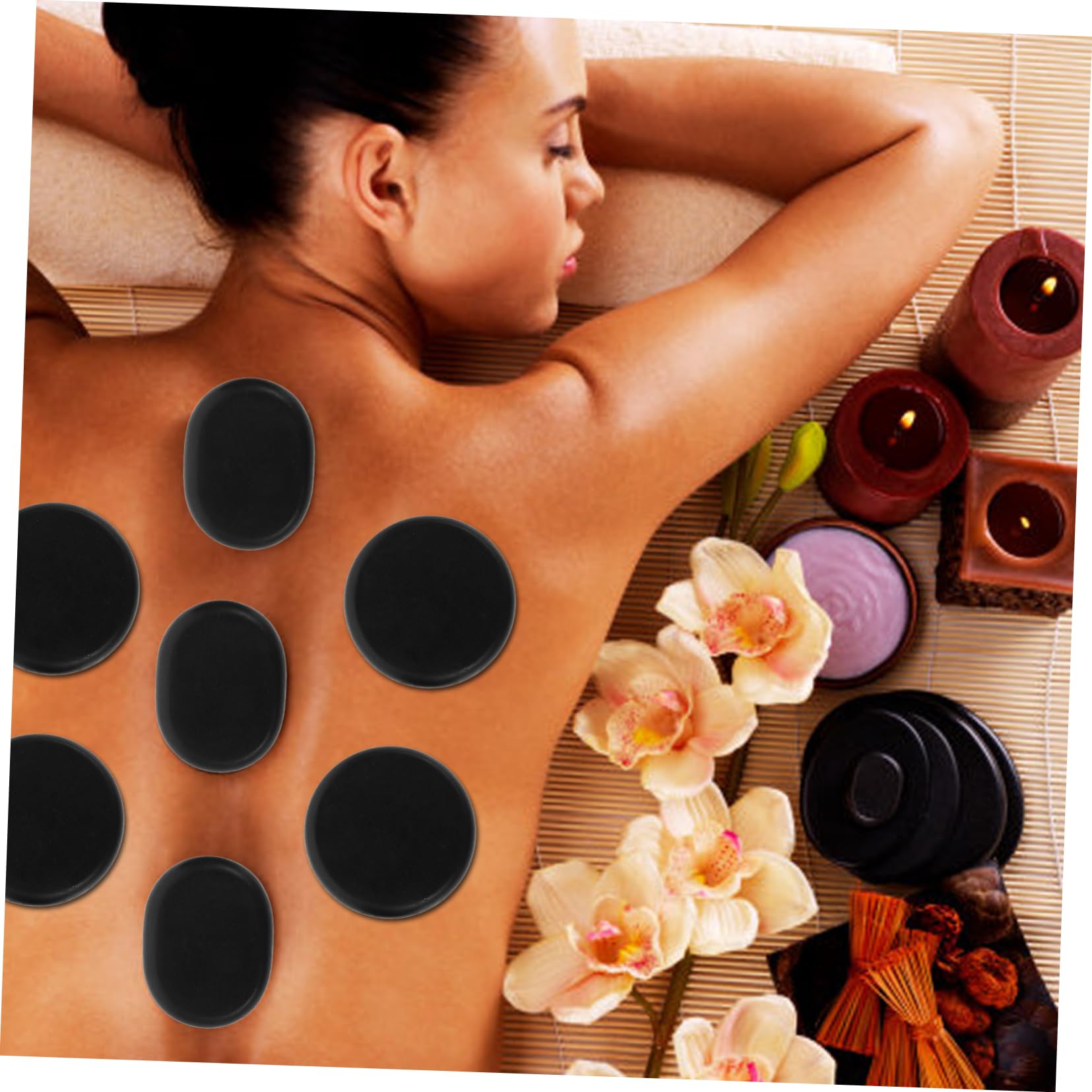 Calentador de Piedras Calientes 6piezas Bian Stone Redondas para Spa