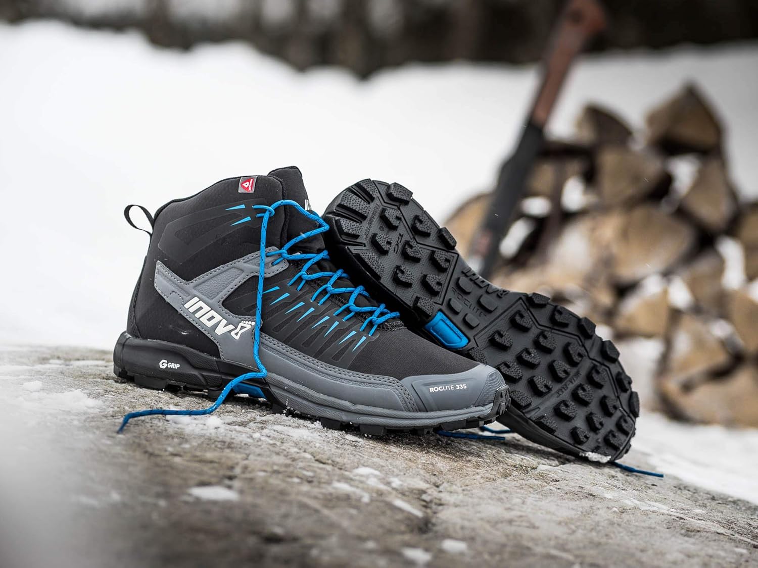 Inov 8 Roclite 335 Black/Blue Men's Size 5.5 Waterproof Mid-Top Hiking Boot