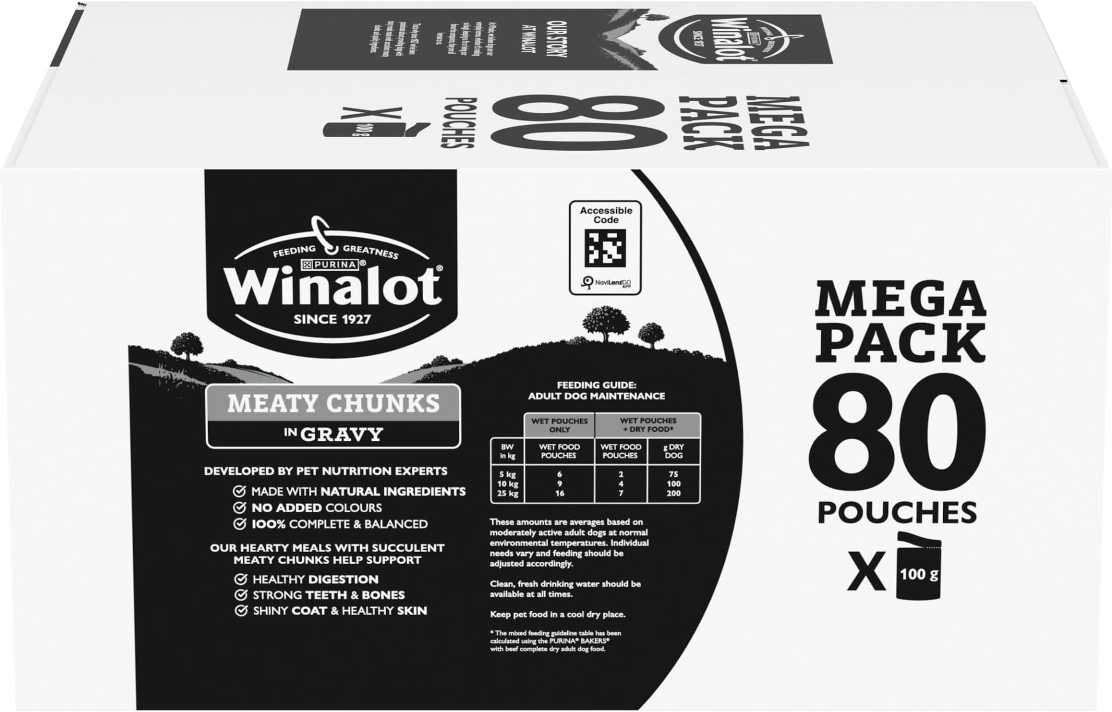 Meaty Chunks Adult Wet Dog Food Mixed in Gravy Beef, Chicken, Lamb 80x100g Pouches