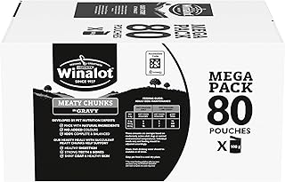 WINALOT Meaty Chunks Adult Wet Dog Food Mixed in Gravy Beef, Chicken, Lamb 80x100g Pouches
