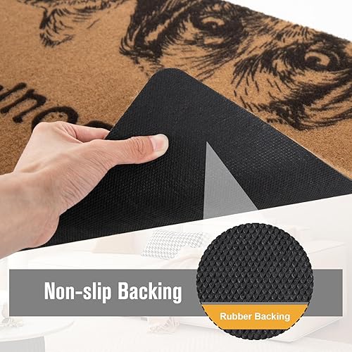 Miniatura 4 de Asrug Tapete para puerta de perro para interiores y exteriores, tapete de fibra de coco artificial duradero para entrada, rascador de zapatos de