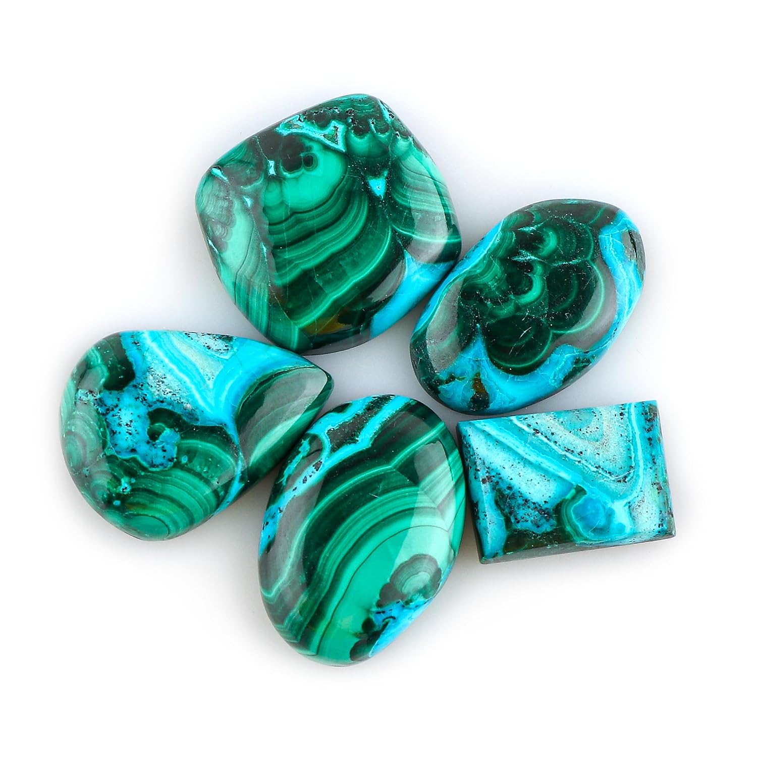 5pcs, Bulk Natural Azurite Malachite Gemstone, Wholesale Cabochon Stone, DIY Jewelry Making, Assorted Polished Loose Supply, Chakra Healing Crystals, Wire Wrapping, Gem Collection