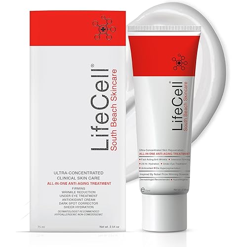 LifeCell All In One Anti-Aging Cream – Reduces Wrinkles, Fine Lines, Dark Circles & Sun Damage – Retinol, Vitamin C, DMAE & Hyaluronic Acid – Fragrance-Free, for All Skin Types (2.54oz)