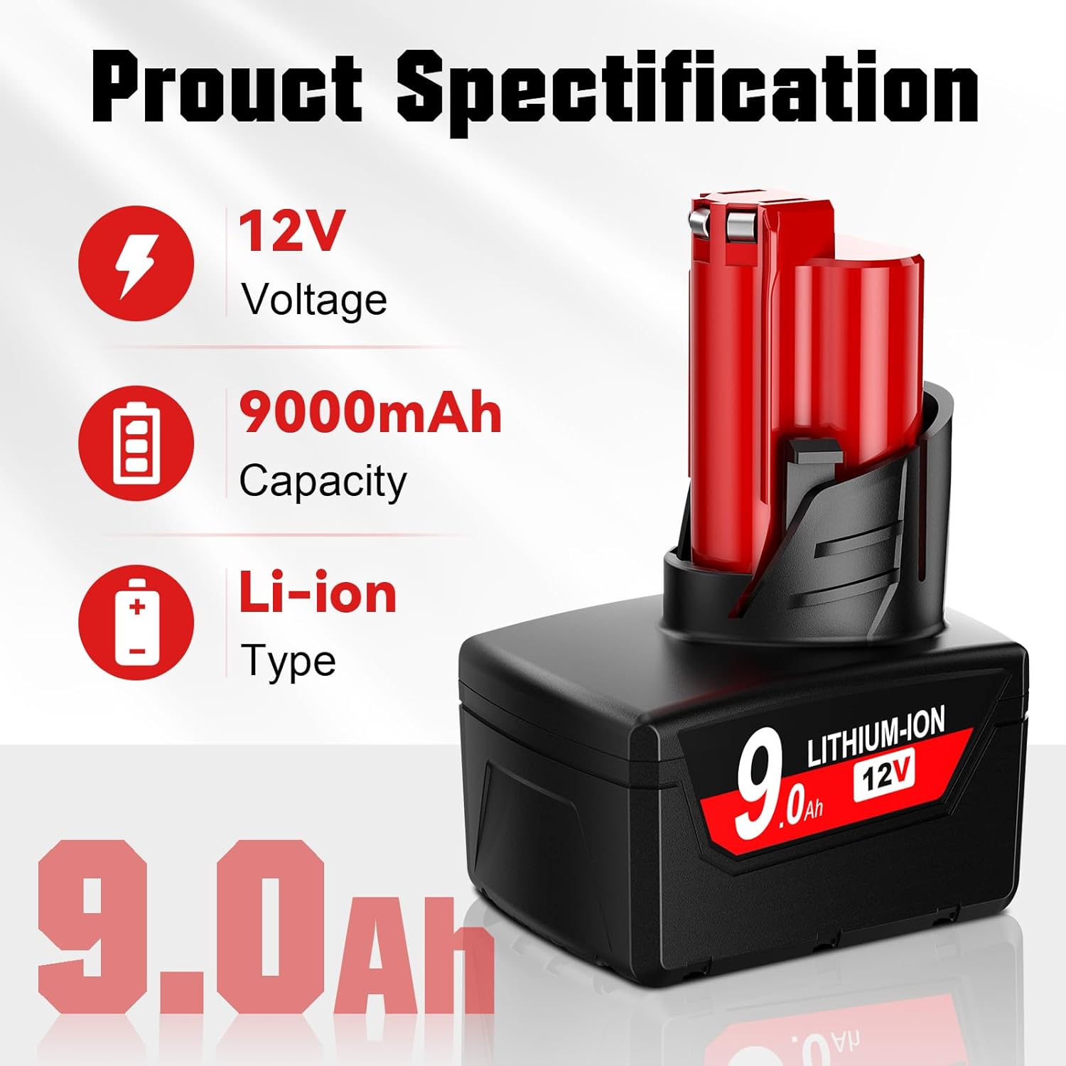 TURPOW Advanced Replacement for Milwaukee M12 Battery 9.0 2/pk Compatible with M12 Power Tools 100% Compatible with All Milwaukee Original Charger