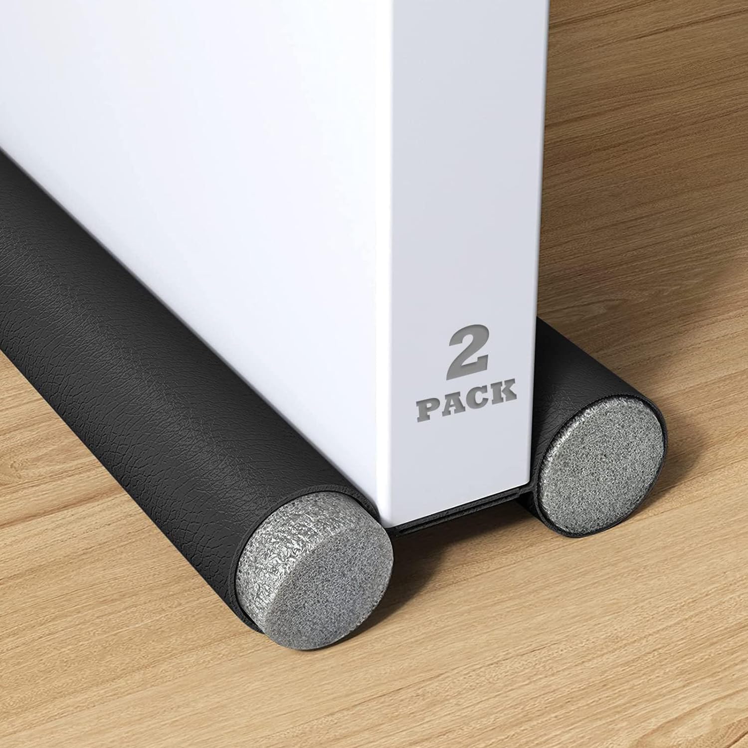 Asoentiwox Black 2Pcs Draft Excluder For Doors, 96Cm Draught Excluder For Bottom Of Door, Sided Door Seal Strip Foam, Heat Insulation Preventing Drafts And Noise (Black2pcs)