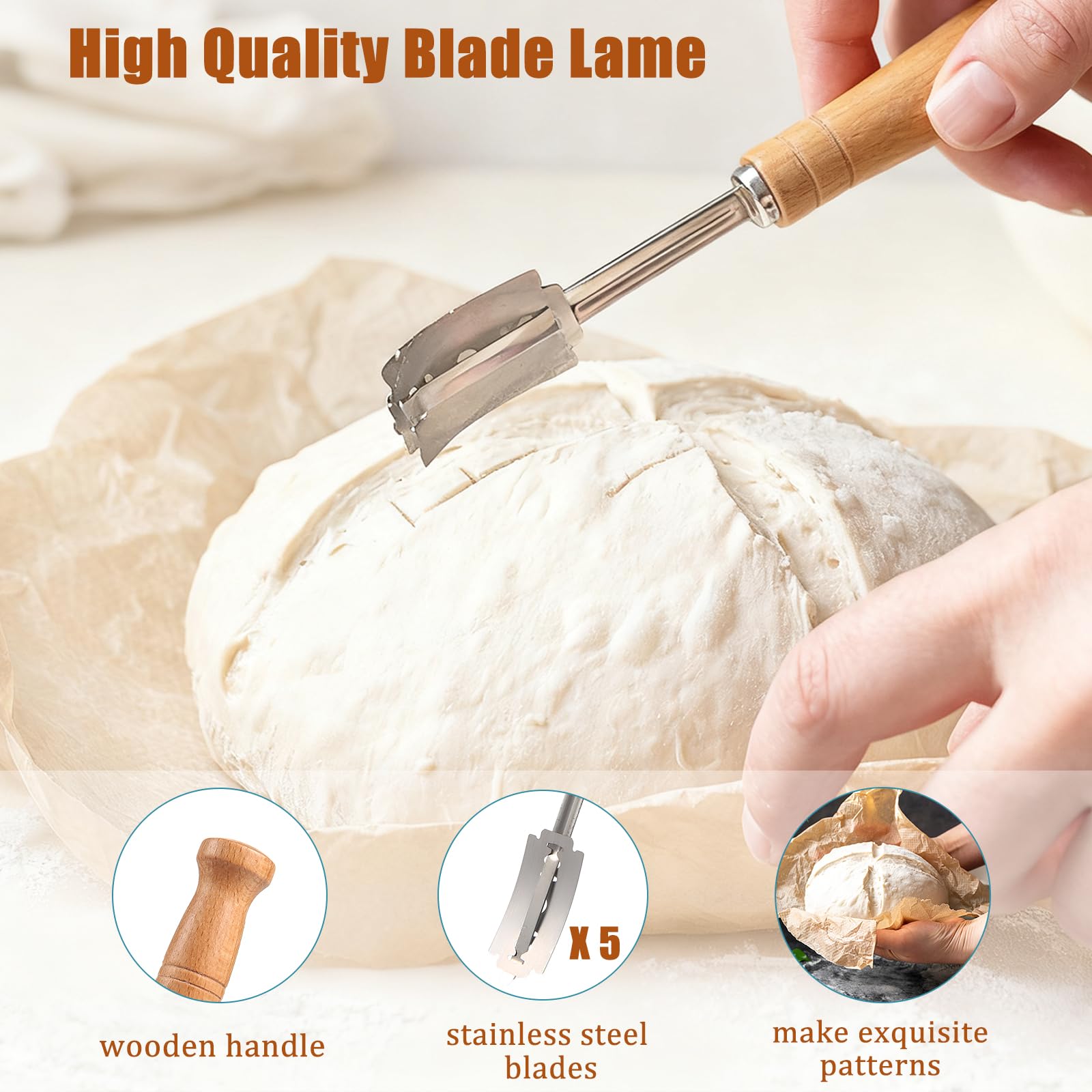 Panny Banneton - Cesta de prueba de pan con forro de lino, redonda de 9 pulgadas y 10 pulgadas ovalada, kit de inicio de masa madre para hacer pan, cuencos de ratán para hornear pan de masa madre,