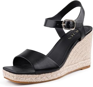 Women's Platform Wedge Espadrilles Sandals Comfortable Open Toe Ankle Strap Summer Casual Shoes Brown Black Nude