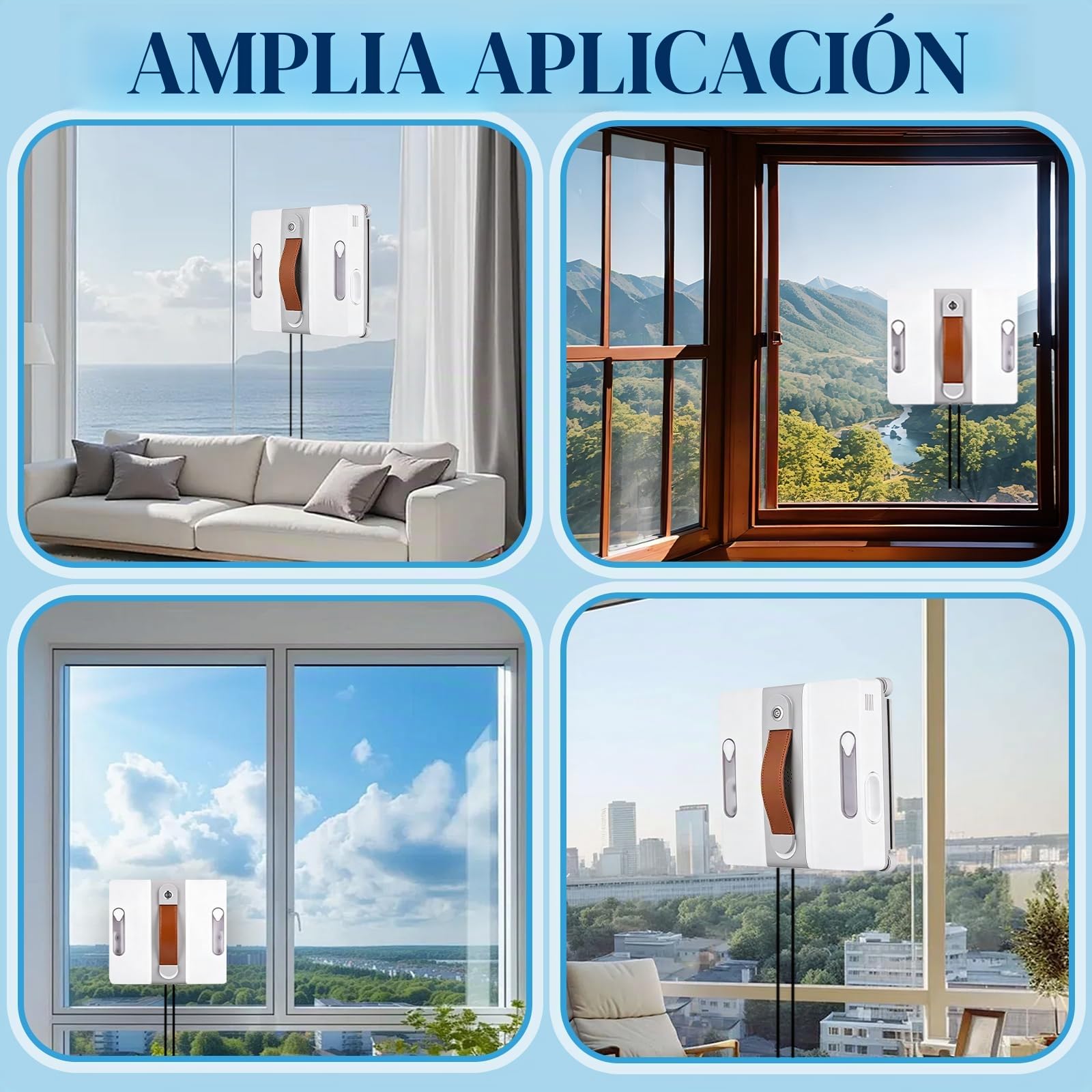 Robot Limpiacristales, 3500pa Limpia Cristales Electrico Ventanas con Mando, 3 Modos Limpieza,Navegación Inteligente,6 Paños de Limpieza, Limpiacristales Electrico para Ventanas, Espejos y Azulejos