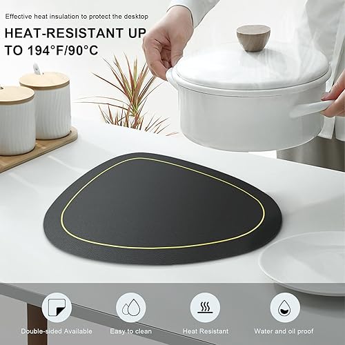 Miniatura 4 de Manteles individuales de piel sintética resistentes al calor, lavables, lavables, lavables, con posavasos, impermeables, a prueba de aceite, para