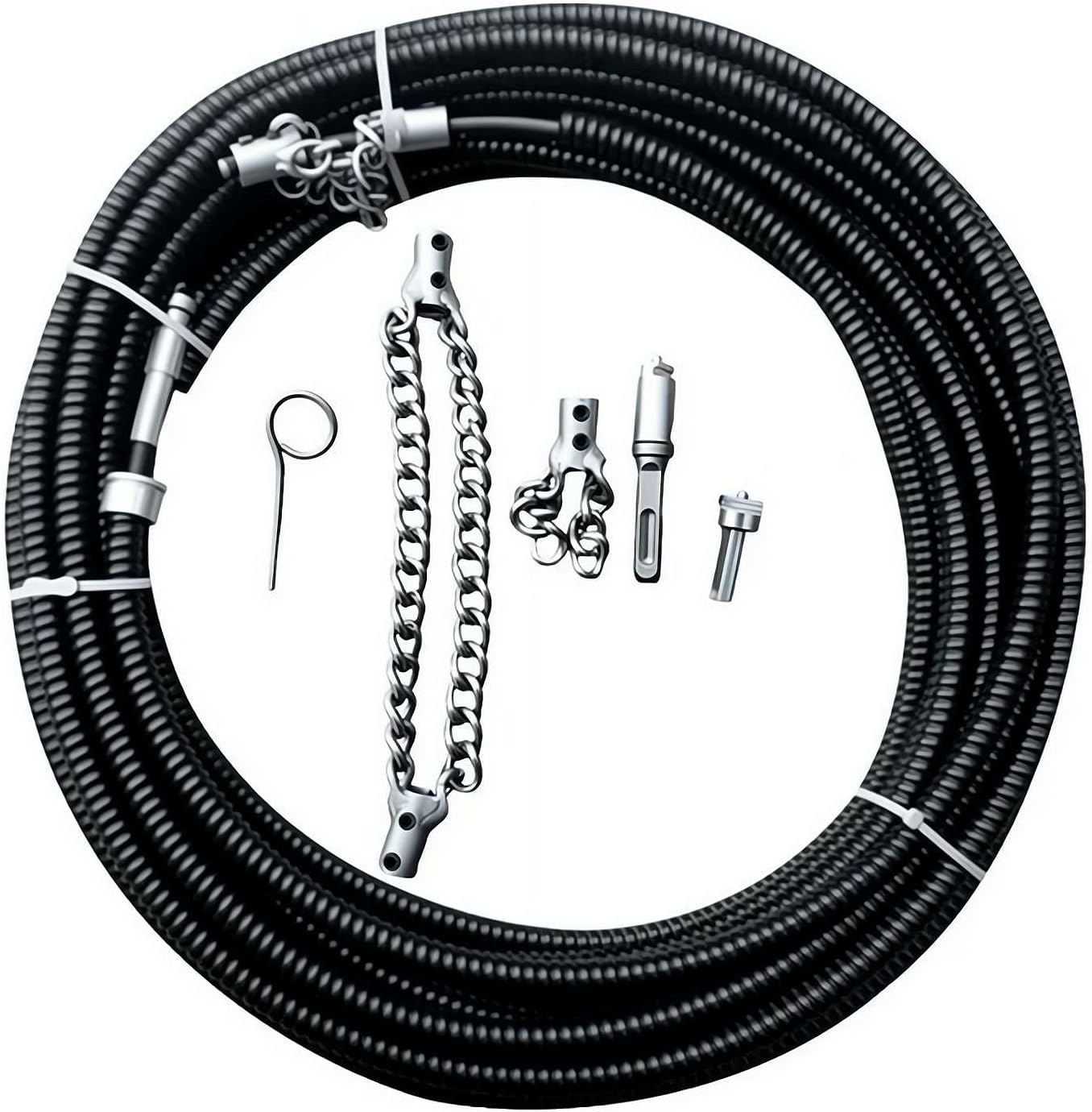 Flex-Shaft Sewer Descaling Chain, Heavy Duty Drain Clog Remover, Flex Shaft Sewer Cleaning Tool,Flexible Push Snake Cable for PVC Pipes, Toilets, Traps & Industrial Boilers