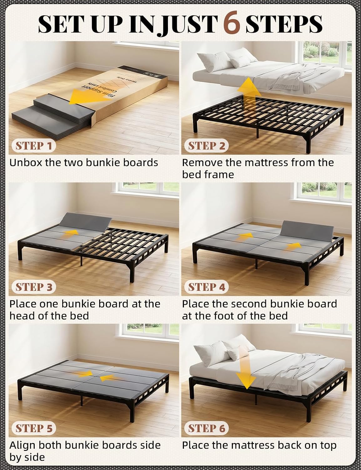 Srora Heavy Duty Queen Size 60" x 80" with10mm MDF Bunkie Board,Foam Padding,Low Profile Bed Board for Sagging Mattress, Noise Minimizing & Breathable for Slatted, Platform & Metal Frames